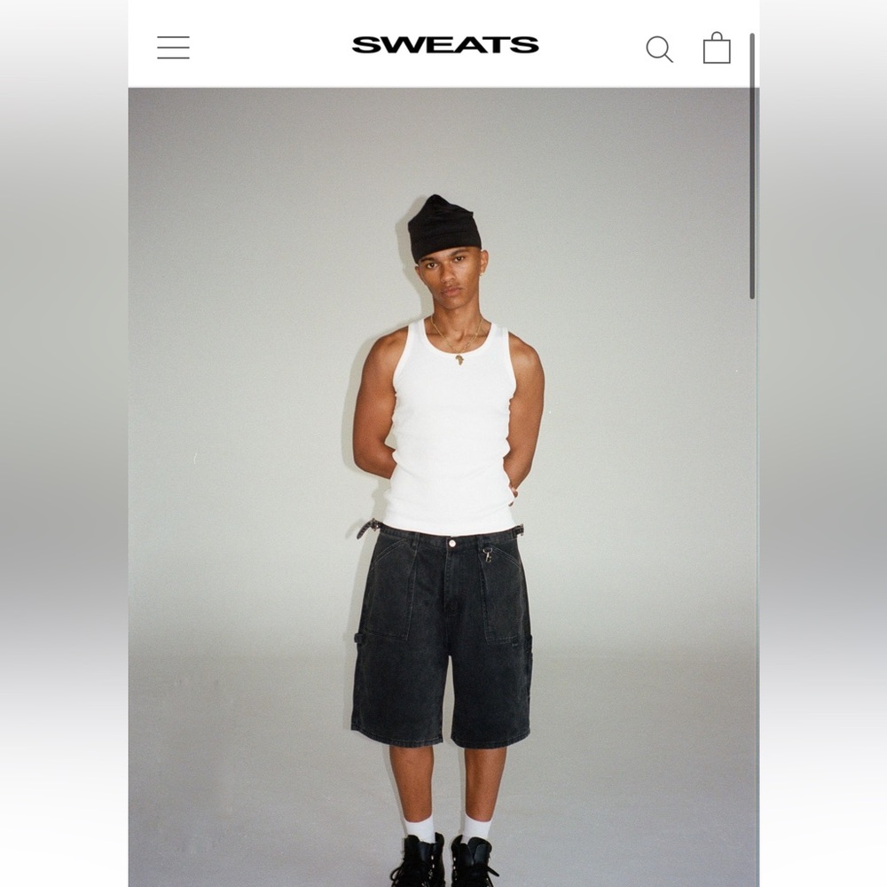Sweats Collective DENIM UTILITY SHORT - WASHED BLACK